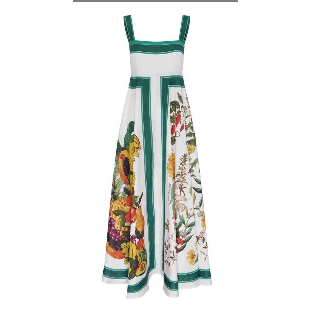 Alemais Frutta Midi Maxi Linen Dress Size 4 US Small $600 Retail Nordstrom